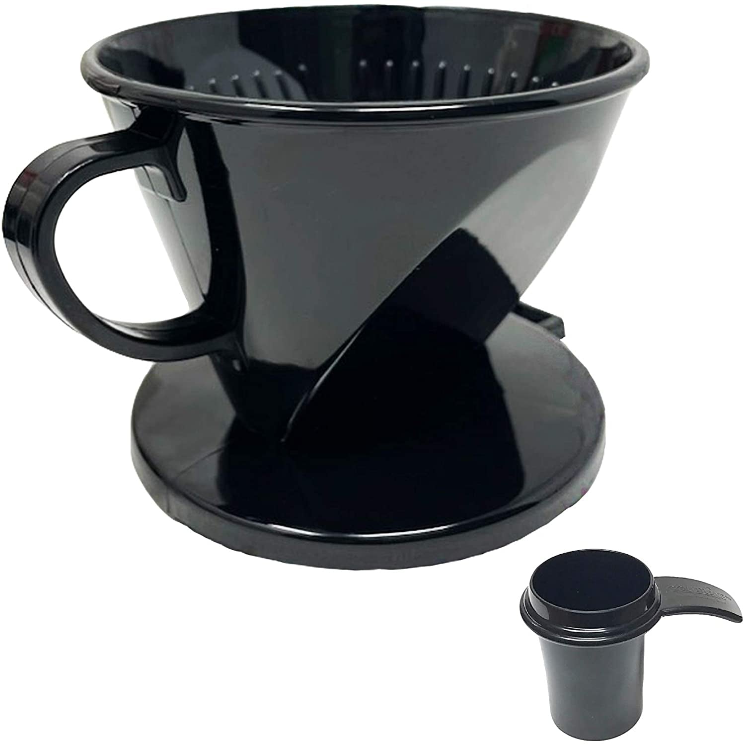 #2 Cone Style Pour over Coffee Dripper, Portable Pour over Coffee Filter Bpa-Free (1-6 Cups) with Stainless Steel #2 Cone Reusable Frameless Filter and Scoop