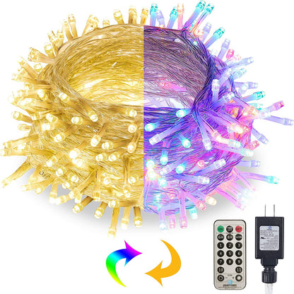 , 200 LED String Light for Christmas Tree,66 Ft Indoor Outdoor Wedding Party Bedroom Multicolor Plug in String Lights 8 Modes Waterproof.