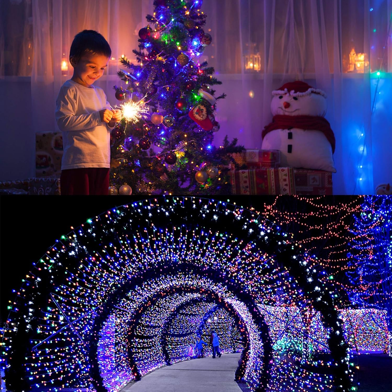 , 200 LED String Light for Christmas Tree,66 Ft Indoor Outdoor Wedding Party Bedroom Multicolor Plug in String Lights 8 Modes Waterproof.