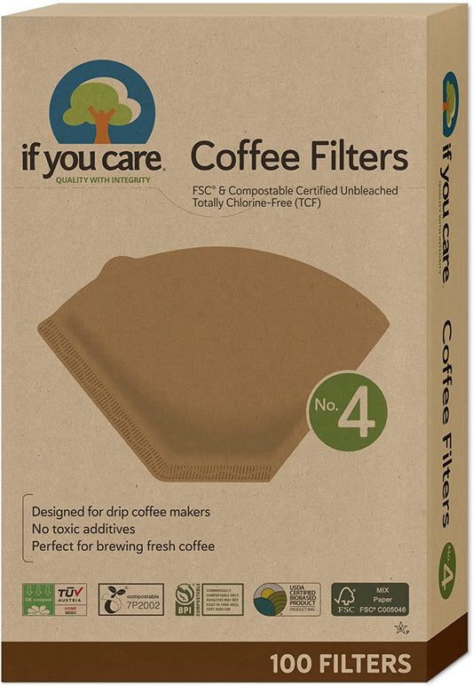 # 4 Cone Shaped Unbleached All Natural Compostable Coffee Filters, 100 Count (Pack of 1), Chlorine Free