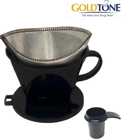 #2 Cone Style Pour over Coffee Dripper, Portable Pour over Coffee Filter Bpa-Free (1-6 Cups) with Stainless Steel #2 Cone Reusable Frameless Filter and Scoop