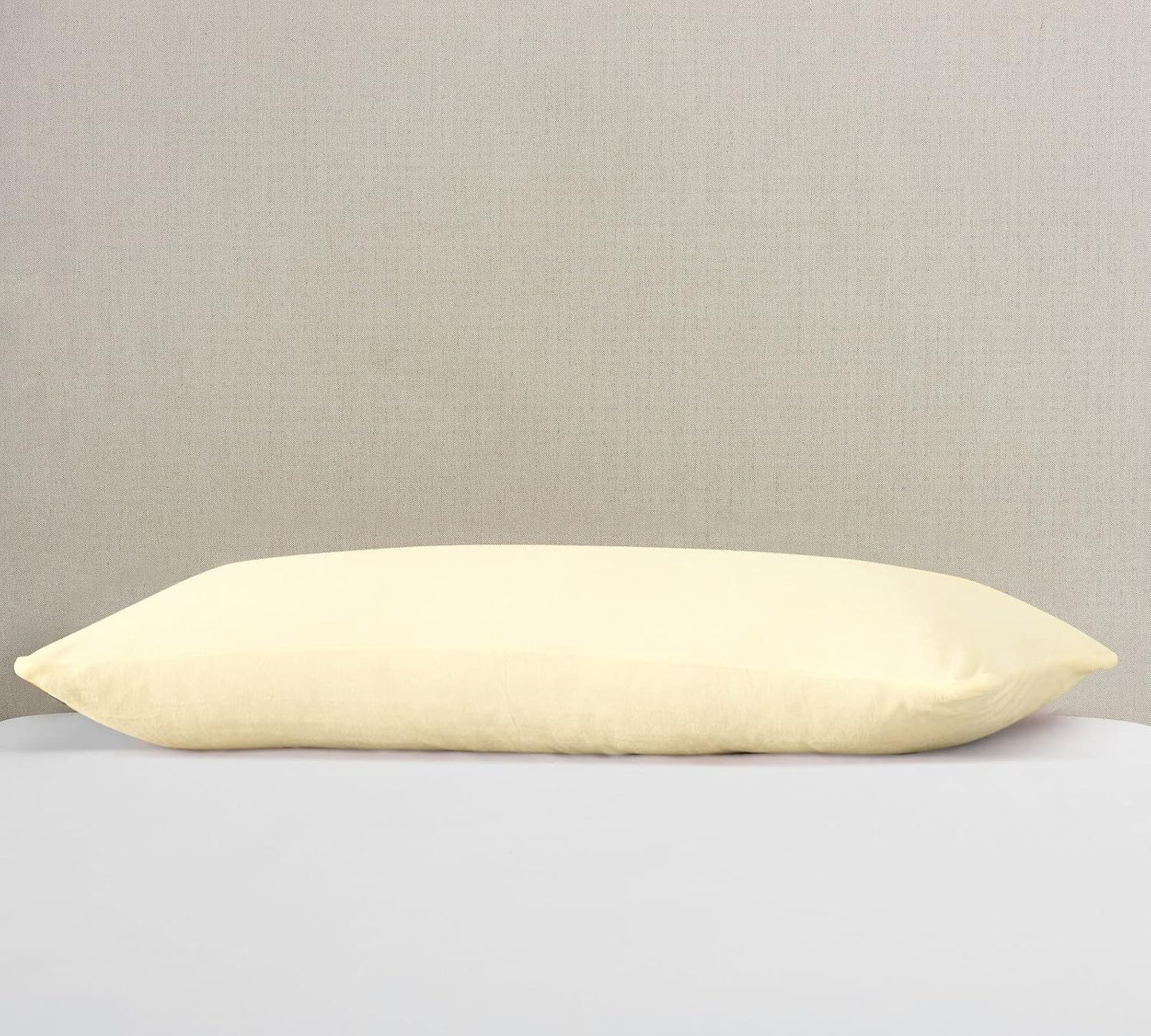 Micromink, Faux Fur, Faux Suede, Faux Velvet Pillow Cover (21"X54" Body Pillow Cover, Baby Yellow)