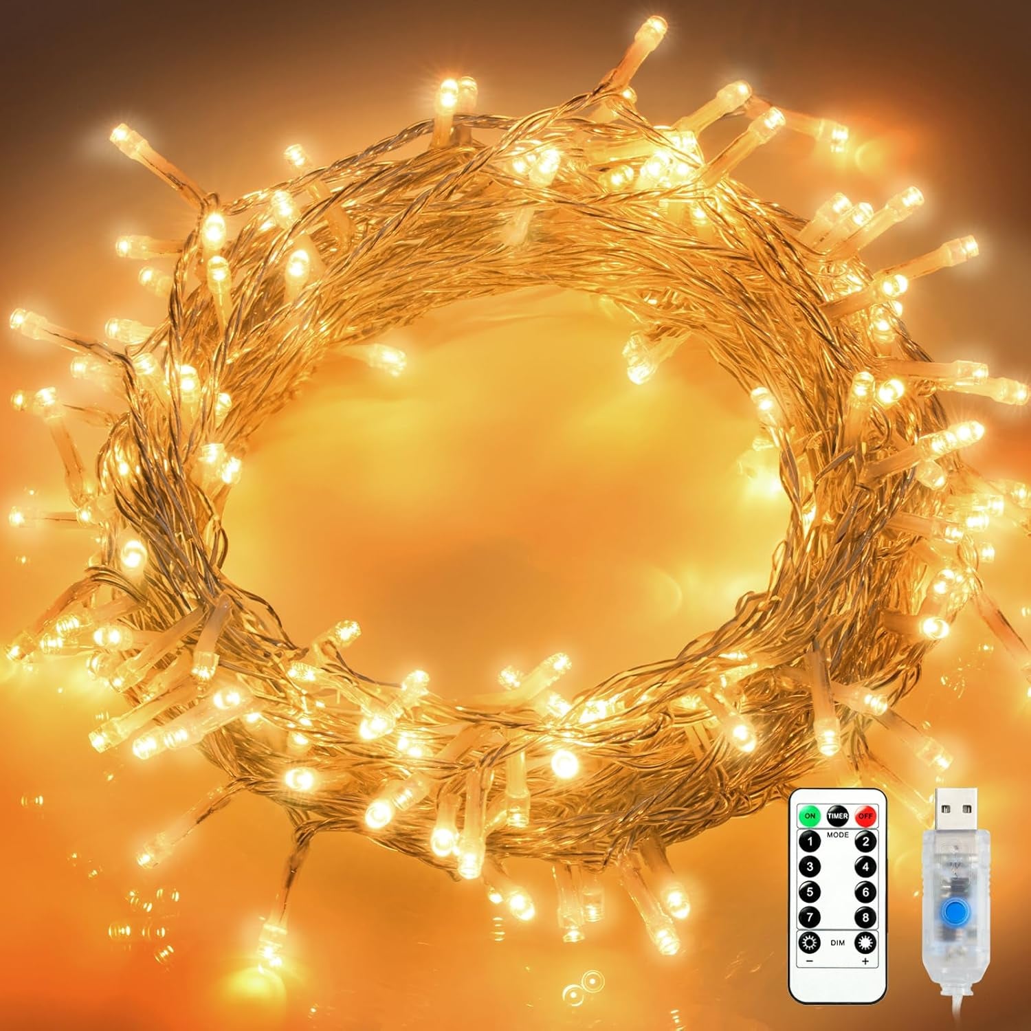 , 200 LED String Light for Christmas Tree,66 Ft Indoor Outdoor Wedding Party Bedroom Multicolor Plug in String Lights 8 Modes Waterproof.