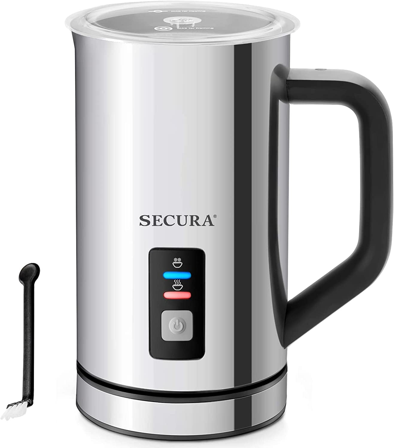 𝗠𝗶𝗹𝗸 𝗙𝗿𝗼𝘁𝗵𝗲𝗿, Electric Milk Steamer Stainless Steel, 8.4Oz/250Ml Automatic Hot and Cold Foam Maker and Milk Warmer for Latte, Macchiato (Black)