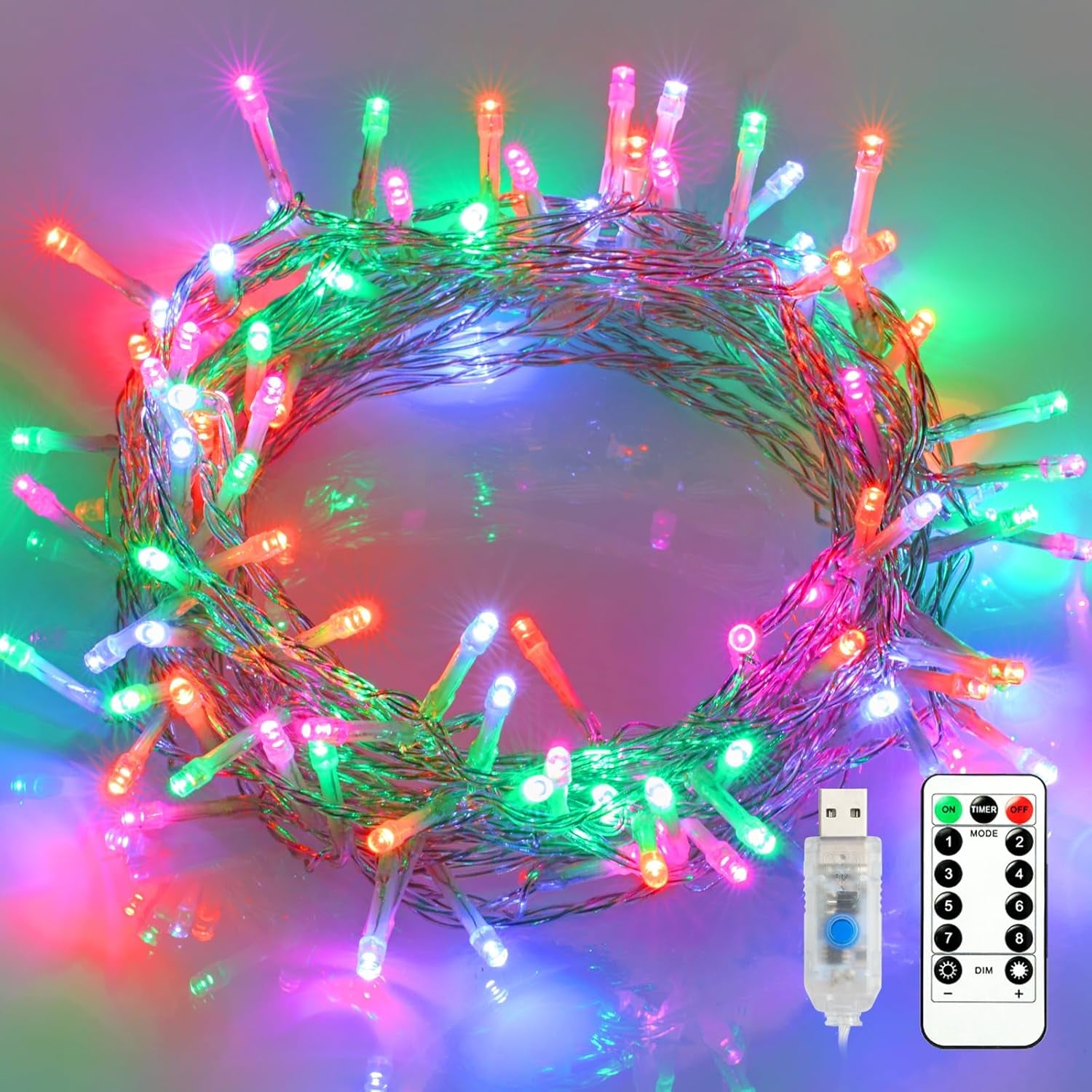 , 200 LED String Light for Christmas Tree,66 Ft Indoor Outdoor Wedding Party Bedroom Multicolor Plug in String Lights 8 Modes Waterproof.