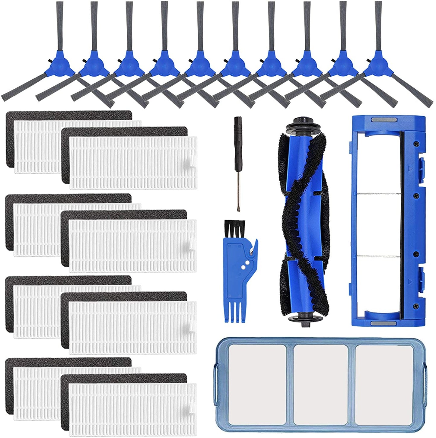 , 15C, 30, 30C, 12, 35C Vacuum Filters, 10 Side Brushes, 8 Filter, 1 Pre Filter, 1 Roller Brush Guard