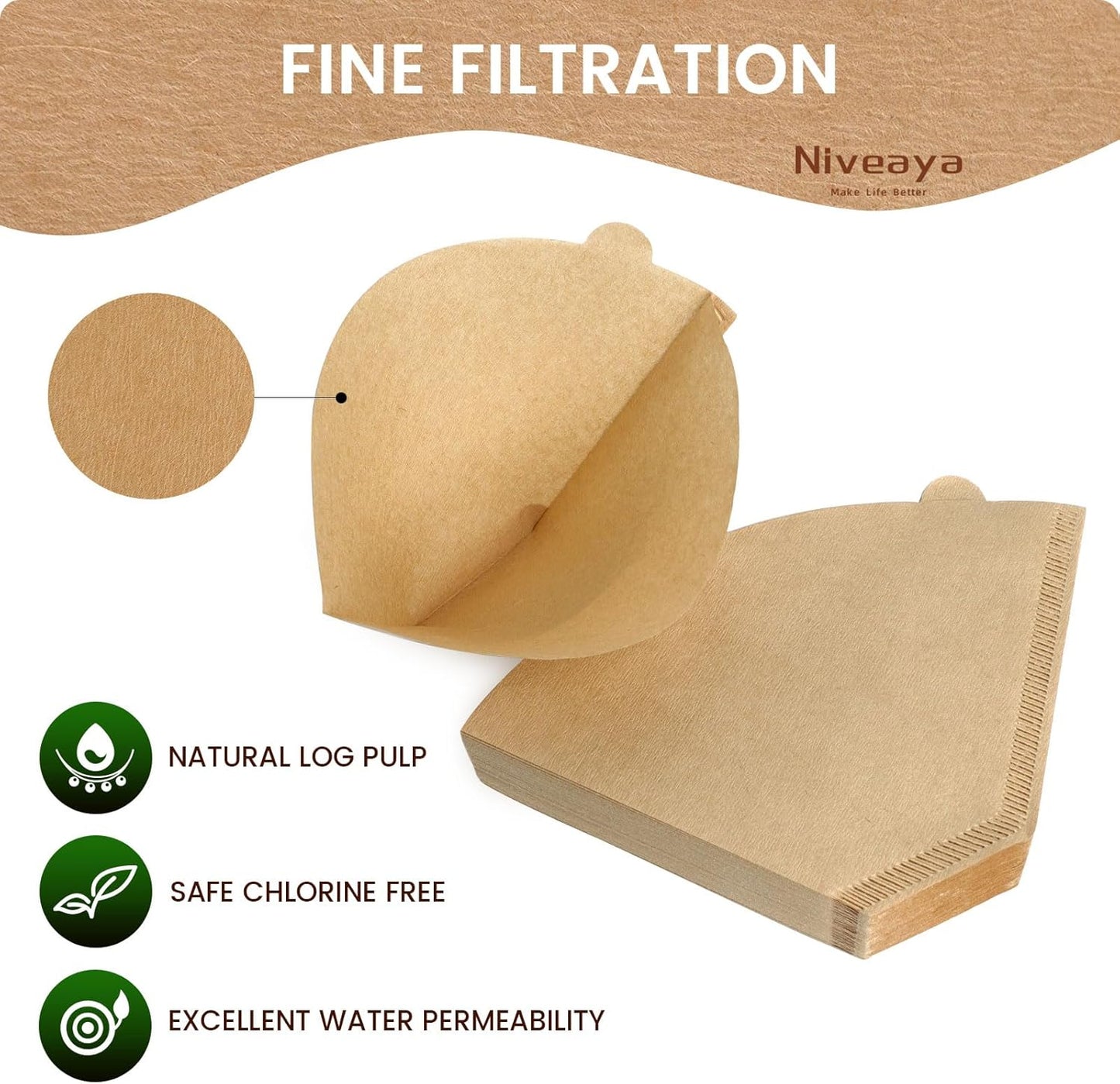 #4 Cone Coffee Filters - 200 Count, Unbleached Natural Brown, Disposable for Pour over and Drip Coffee Maker