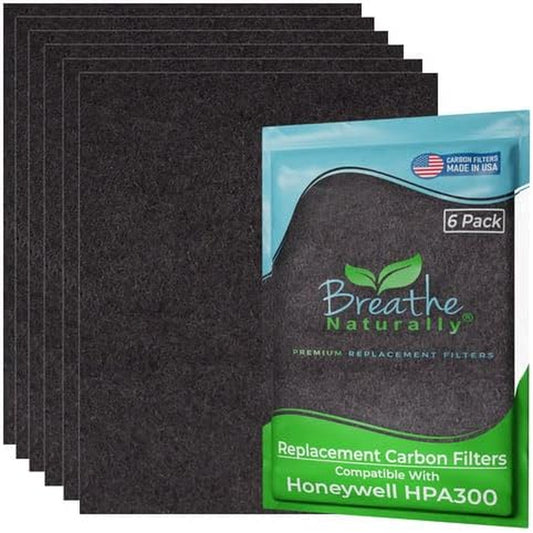 "R" Replacement Filters Compatible with Honeywell Air Purifier HPA300 or HRF-R3 Series - Activated Carbon Prefilter - Made in USA - 14"X17.2"X0.2" (Pack of 6 Carbon Prefilters)