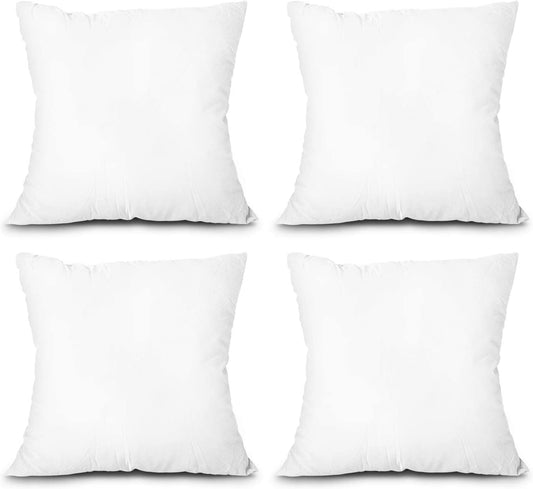 Throw Pillow Insert, Lightweight Soft Polyester down Alternative Decorative Pillow, Sham Stuffer, Machine Washable 12X12 (White, 4 Count (Pack of 1))