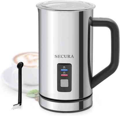 𝗠𝗶𝗹𝗸 𝗙𝗿𝗼𝘁𝗵𝗲𝗿, Electric Milk Steamer Stainless Steel, 8.4Oz/250Ml Automatic Hot and Cold Foam Maker and Milk Warmer for Latte, Macchiato (Black)