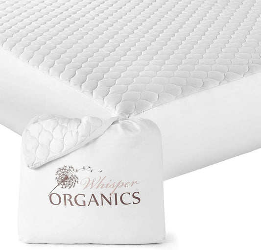 , 100% Organic Cotton Mattress Pad - Breathable Cooling Quilted Fitted Mattress Protector Cover, Fair Trade, GOTS Certified - White Color, 17" Deep Pocket (King Bed Size)