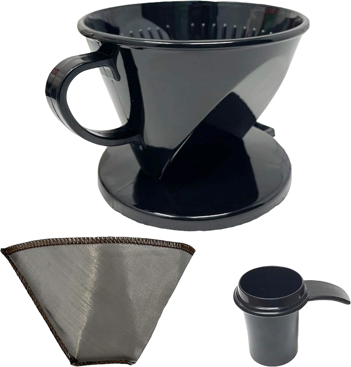 #2 Cone Style Pour over Coffee Dripper, Portable Pour over Coffee Filter Bpa-Free (1-6 Cups) with Stainless Steel #2 Cone Reusable Frameless Filter and Scoop